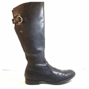 Born Black Leather Wide Calf Boots Size 8